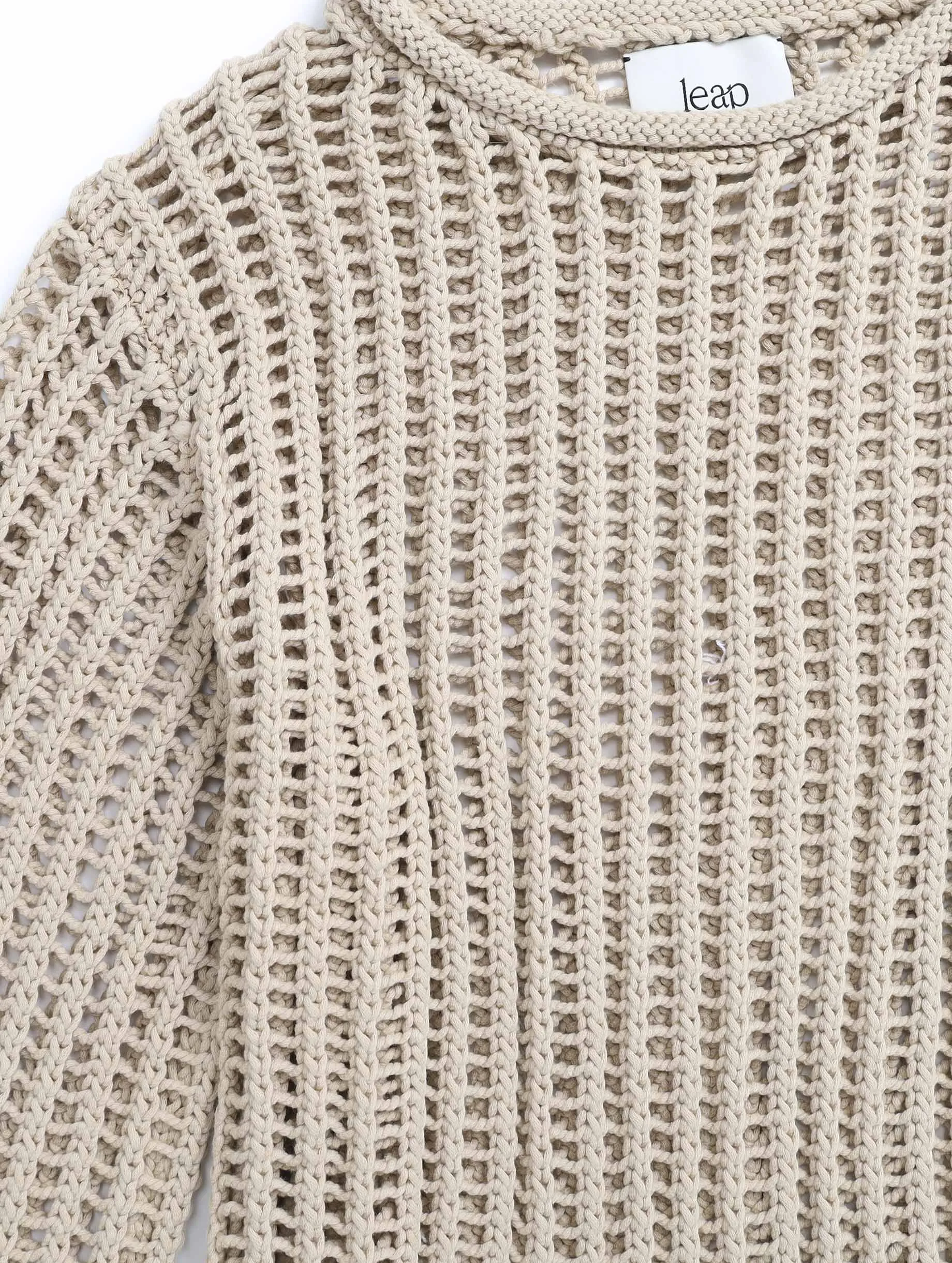 LEILA Open-knit sweater beige