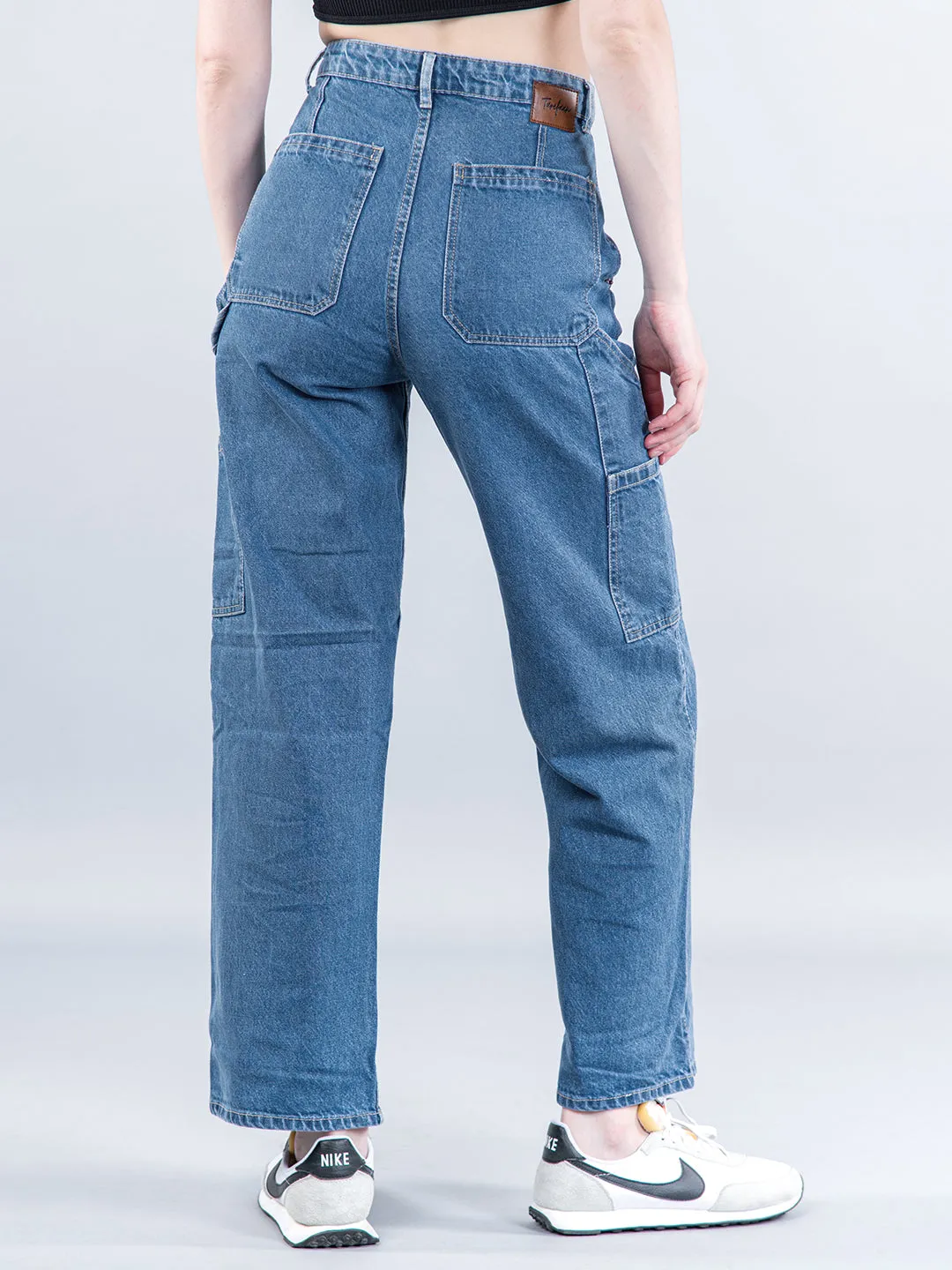 Light Blue Cargo Jeans For Women