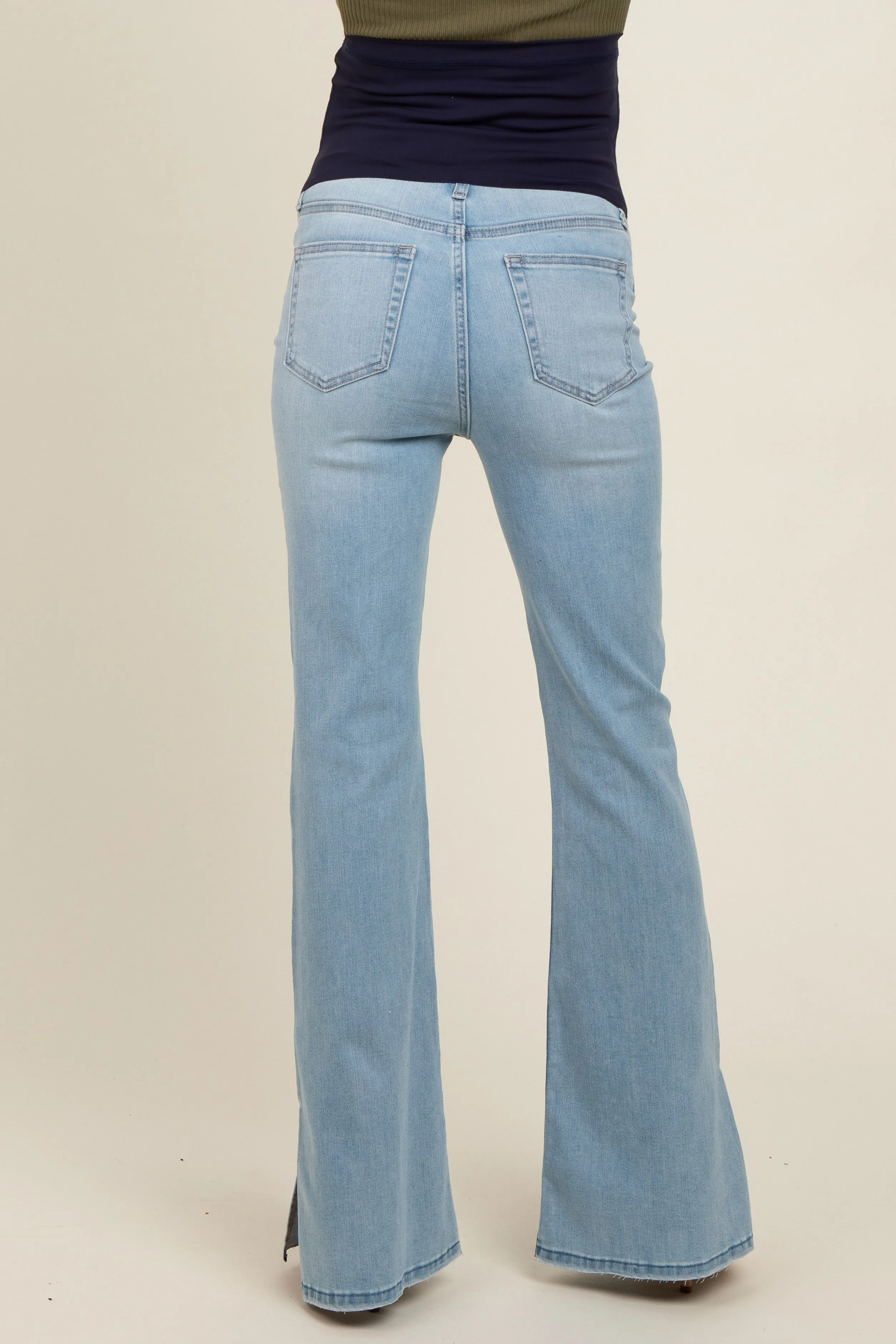 Light Blue Flare Leg Maternity Jeans