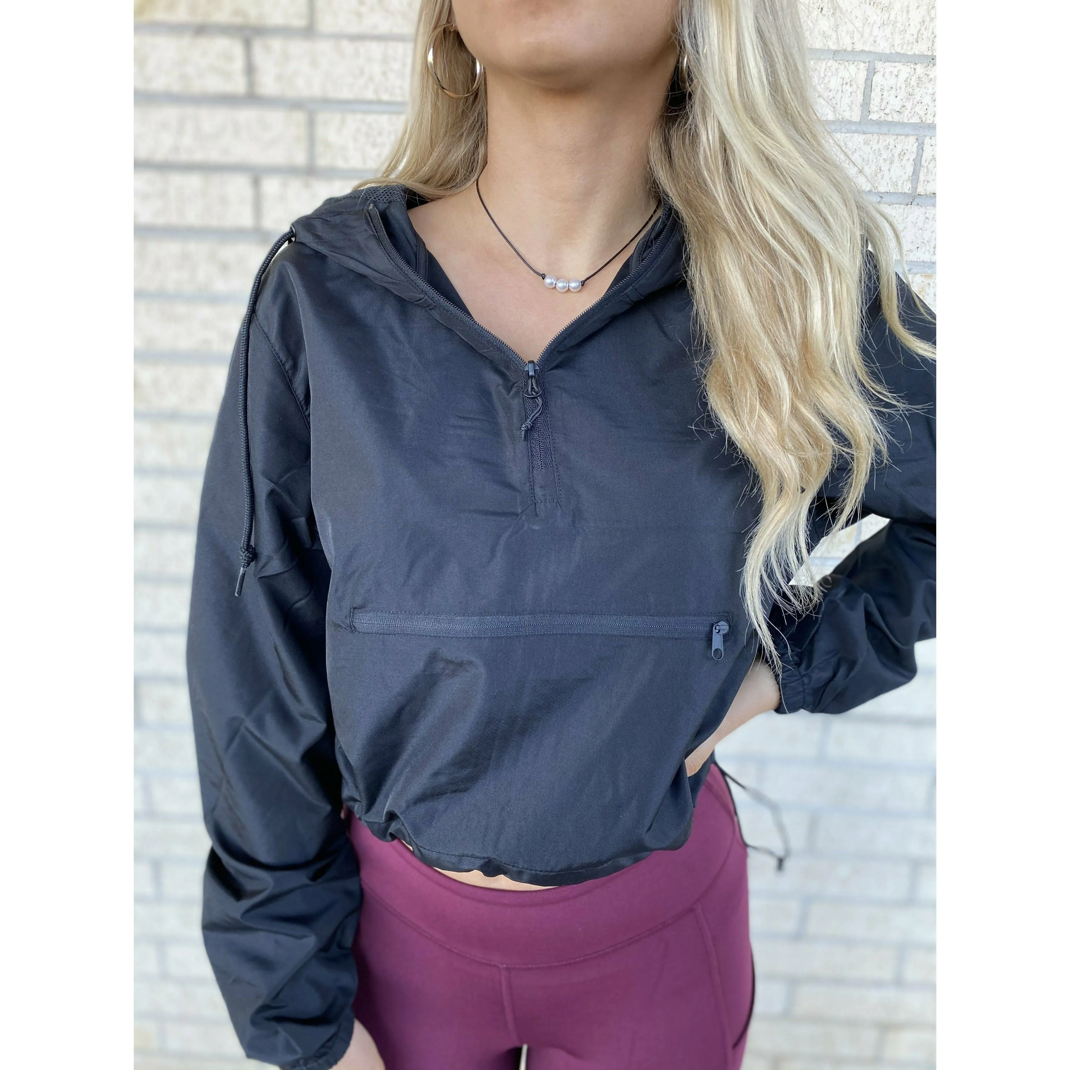 Lightweight Quarter-Zip Pullover Crop Windbreaker (4 colors)