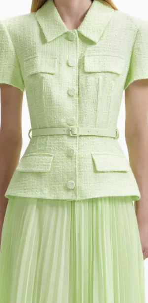 Lime Boucle Chiffon Dress