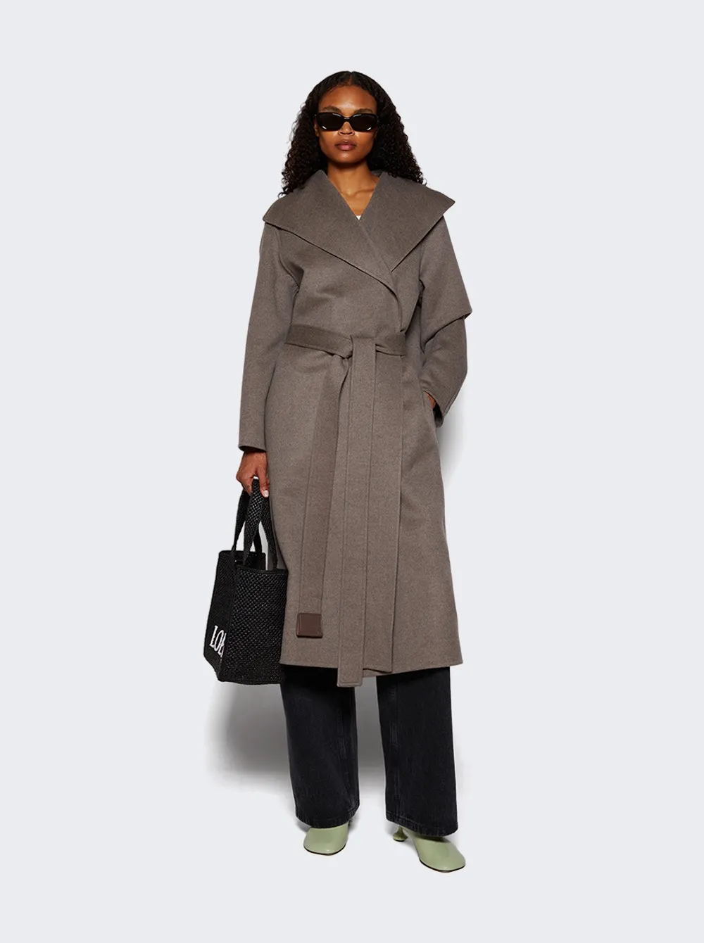 Loewe   Belted Coat Taupe Melange 