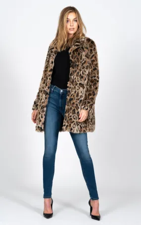 Long Faux Fur Coat - Leopard