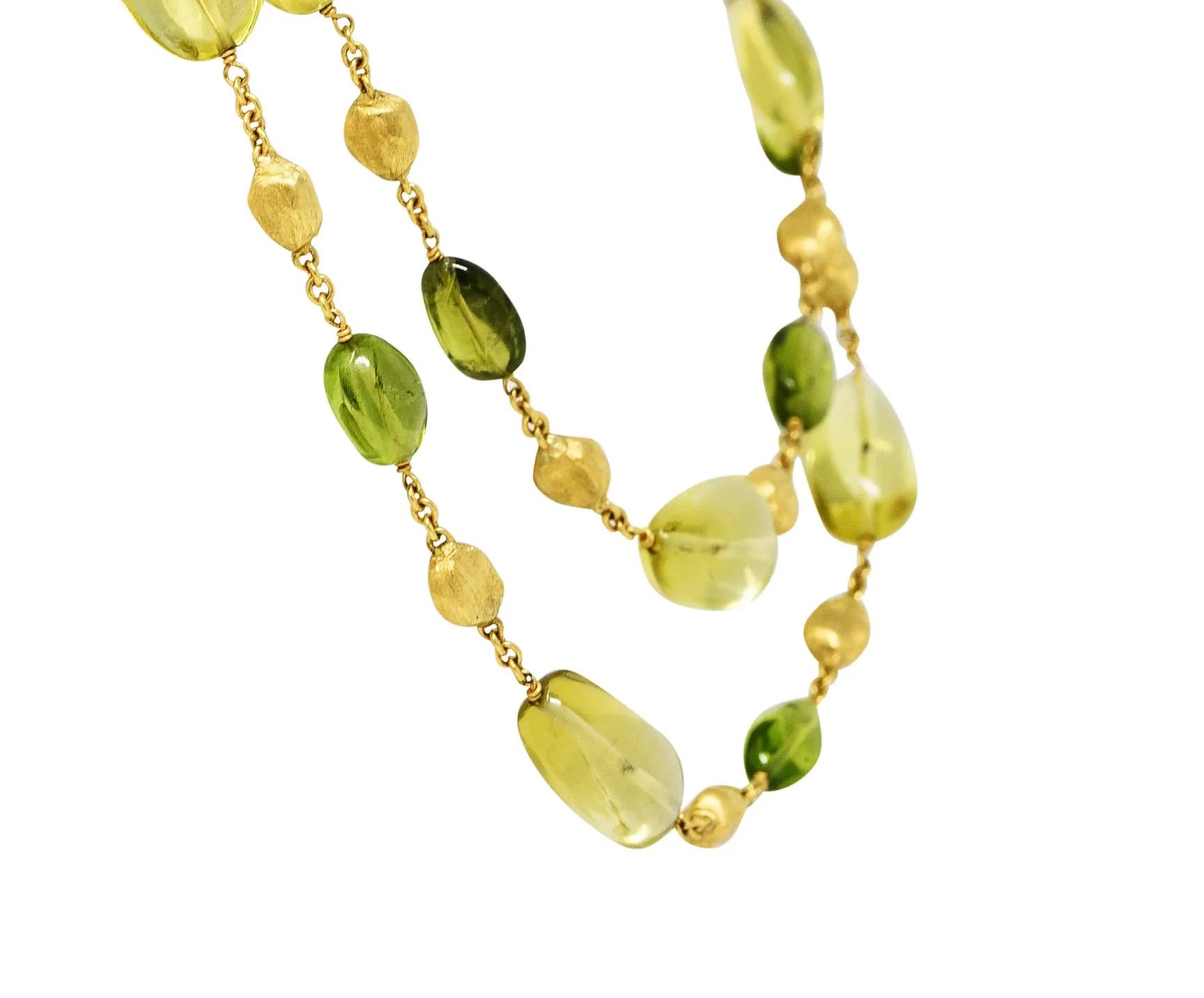 Marco Bicego Peridot Lemon Quartz 18 Karat Gold Gemstone Station Necklace