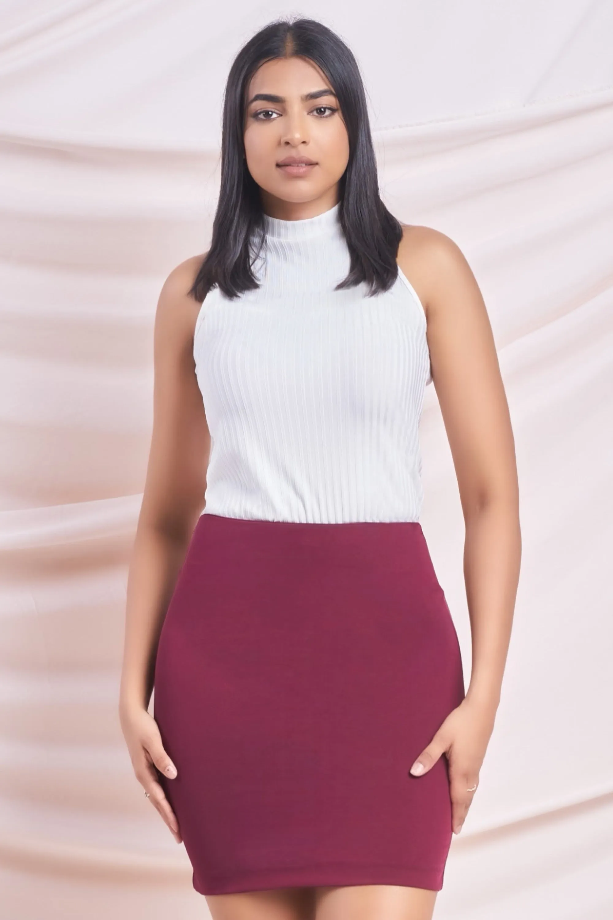 Maroon Mini Skirt