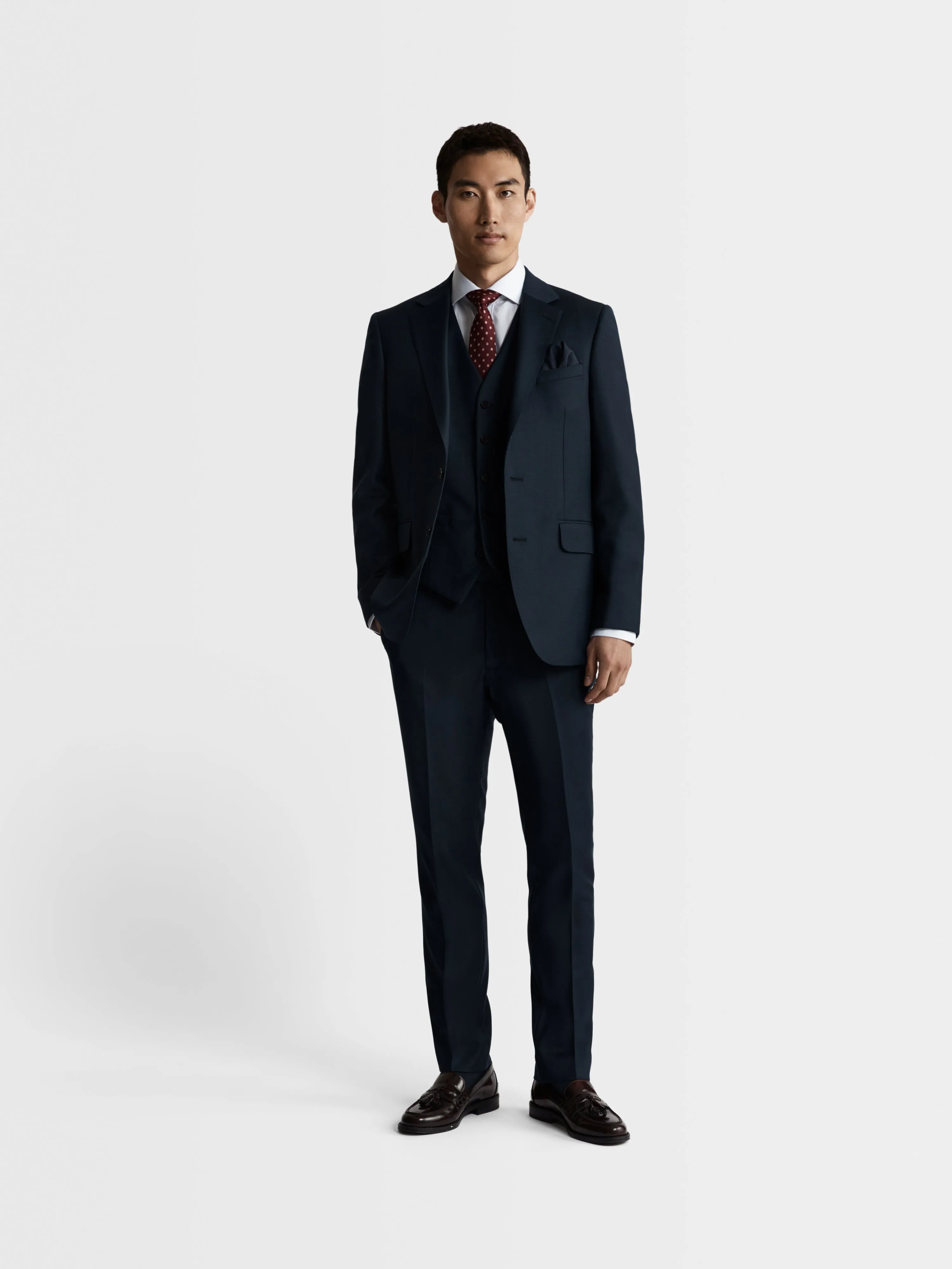 Maxwell Italian Luxury Slim Navy Textured Suit Jacket