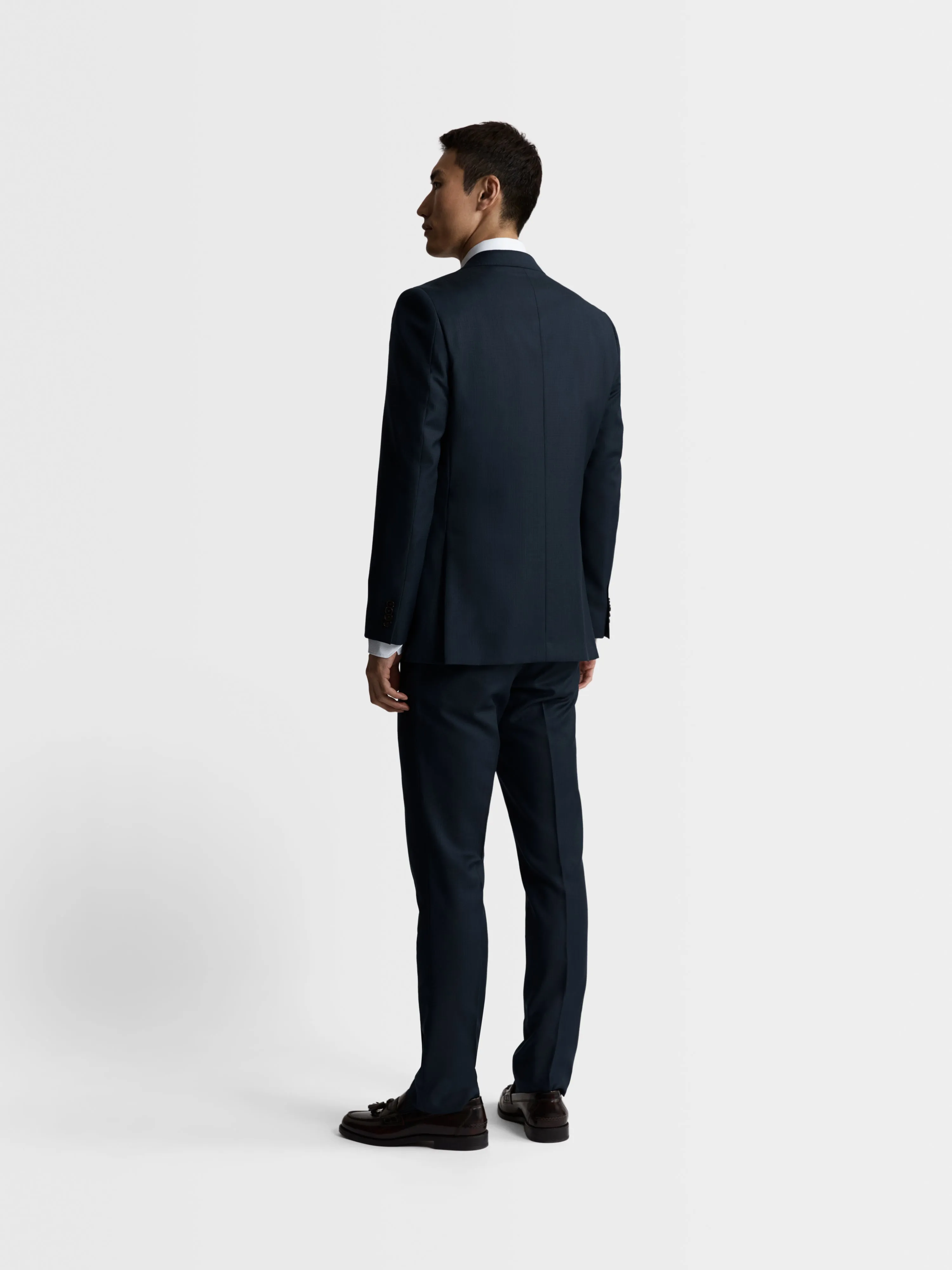 Maxwell Italian Luxury Slim Navy Textured Suit Jacket