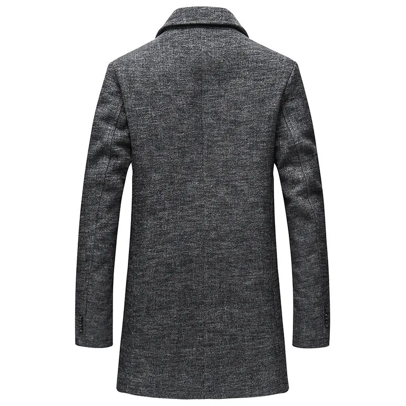 Men Casual Woolen Coat With Scarf