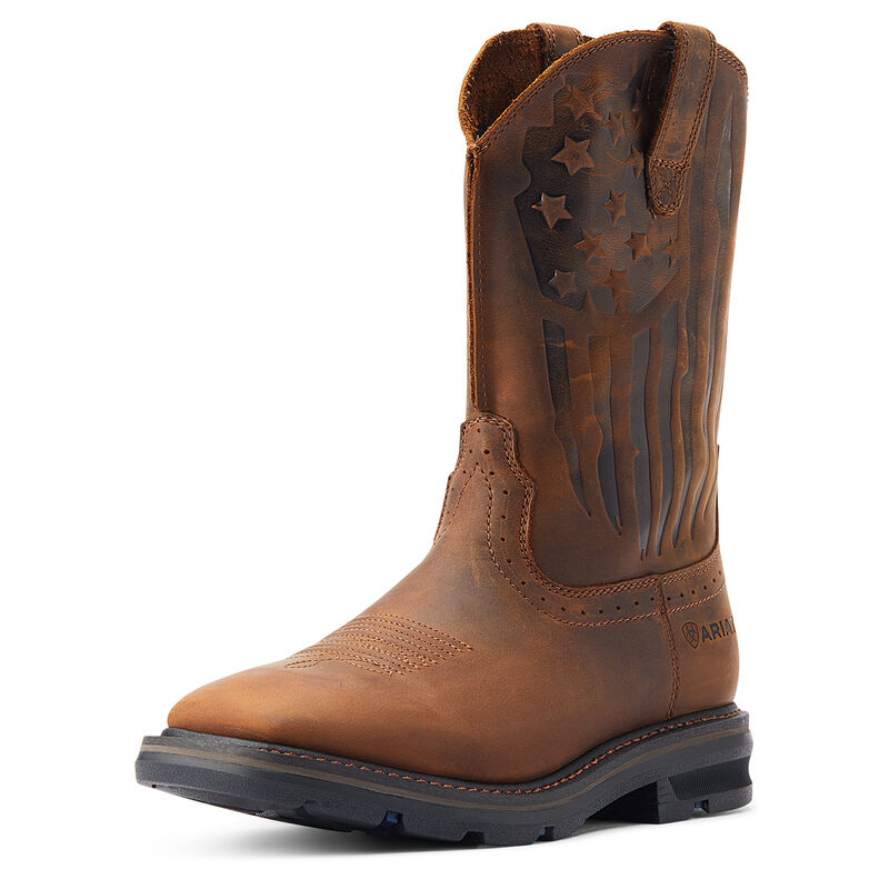 Men's Sierra Shock Shield Patriot Work Boot in Brown