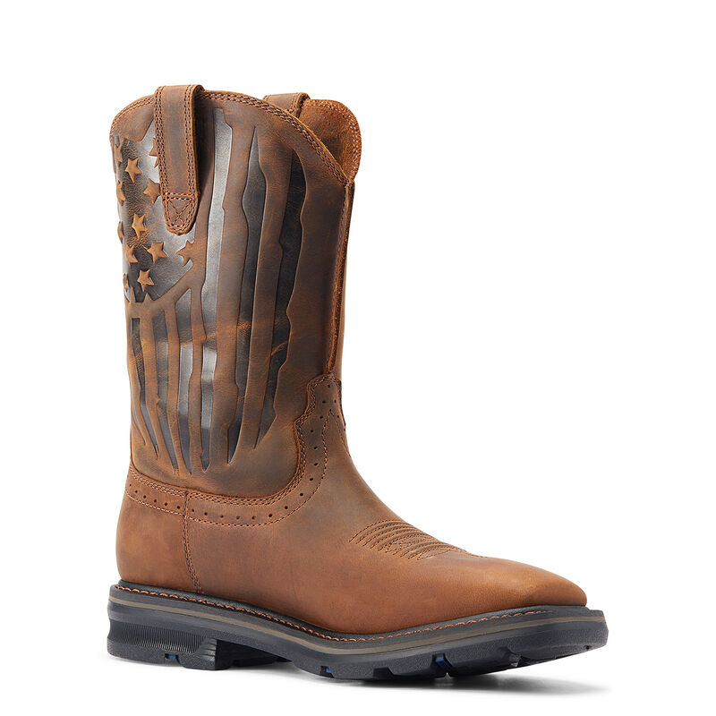 Men's Sierra Shock Shield Patriot Work Boot in Brown