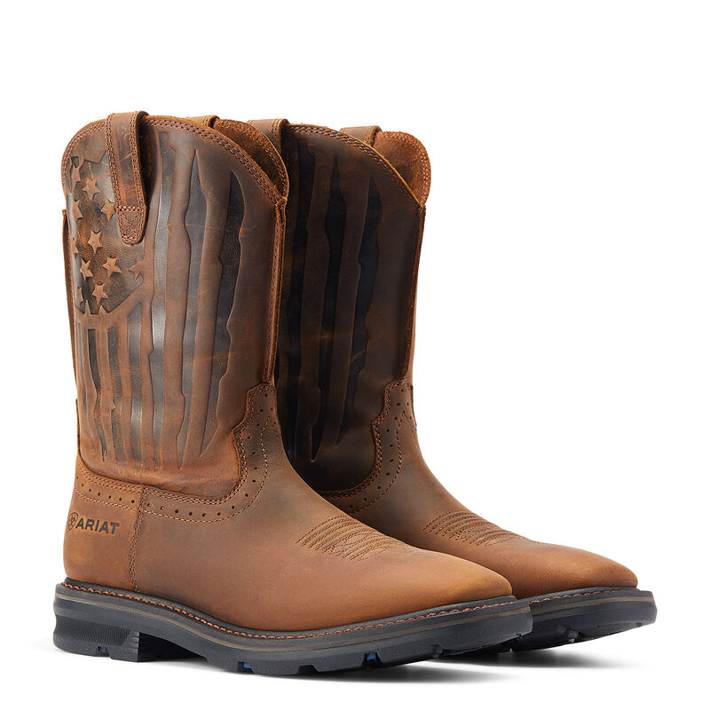 Men's Sierra Shock Shield Patriot Work Boot in Brown