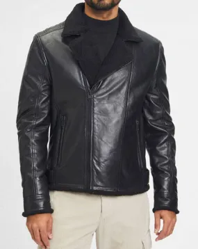 Men's black leather jacket enno biker style