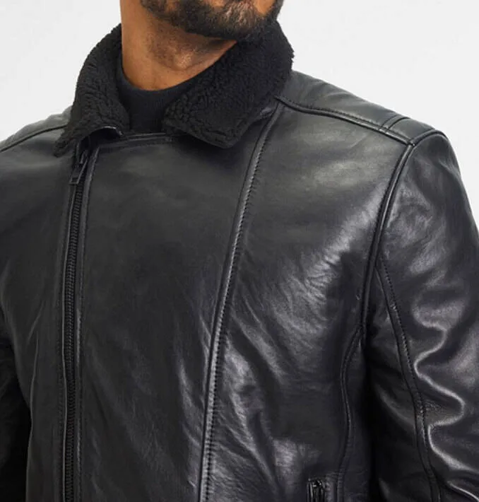 Men's black leather jacket enno biker style