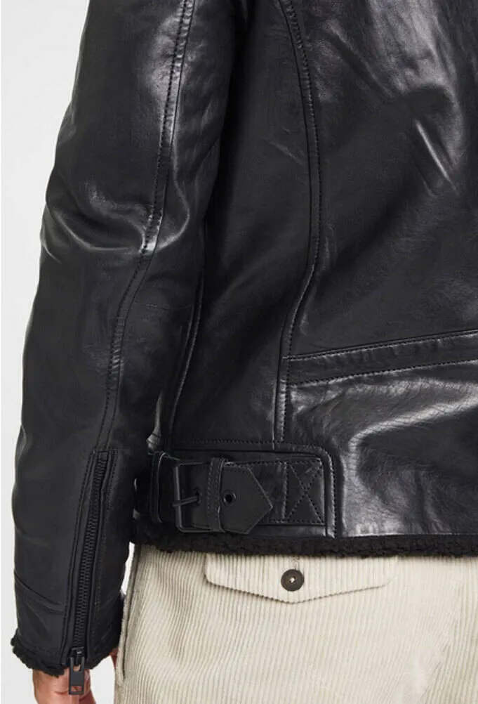 Men's black leather jacket enno biker style