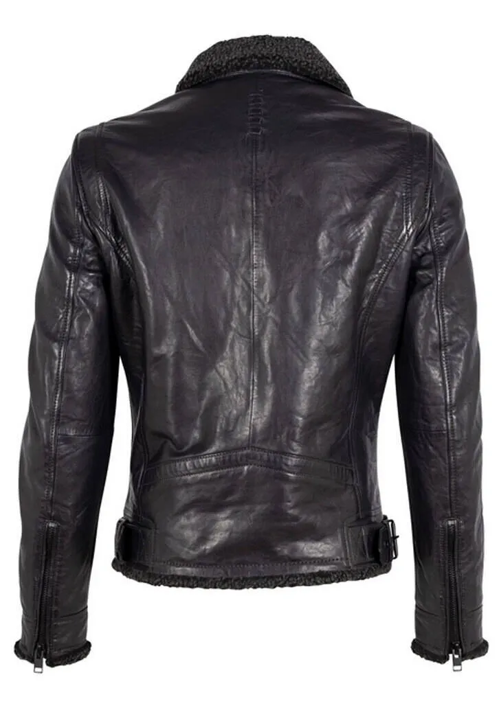 Men's black leather jacket enno biker style