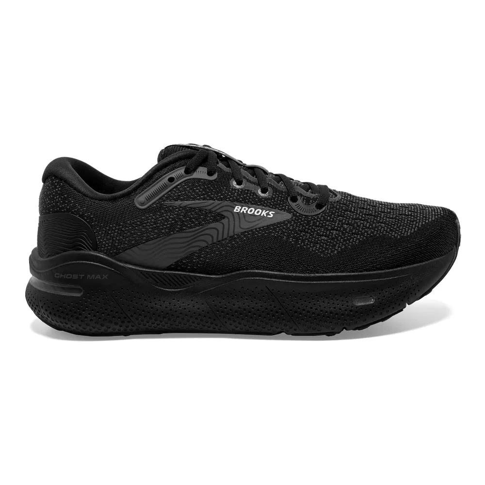 Men's Brooks Ghost Max, Black/Black/Ebony, 7 4E Extra Wide