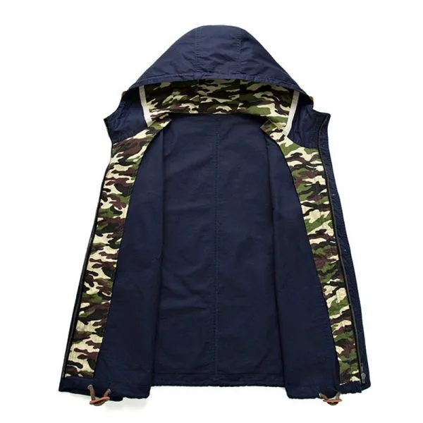 Men's canvas windbreaker with canvas camo interior