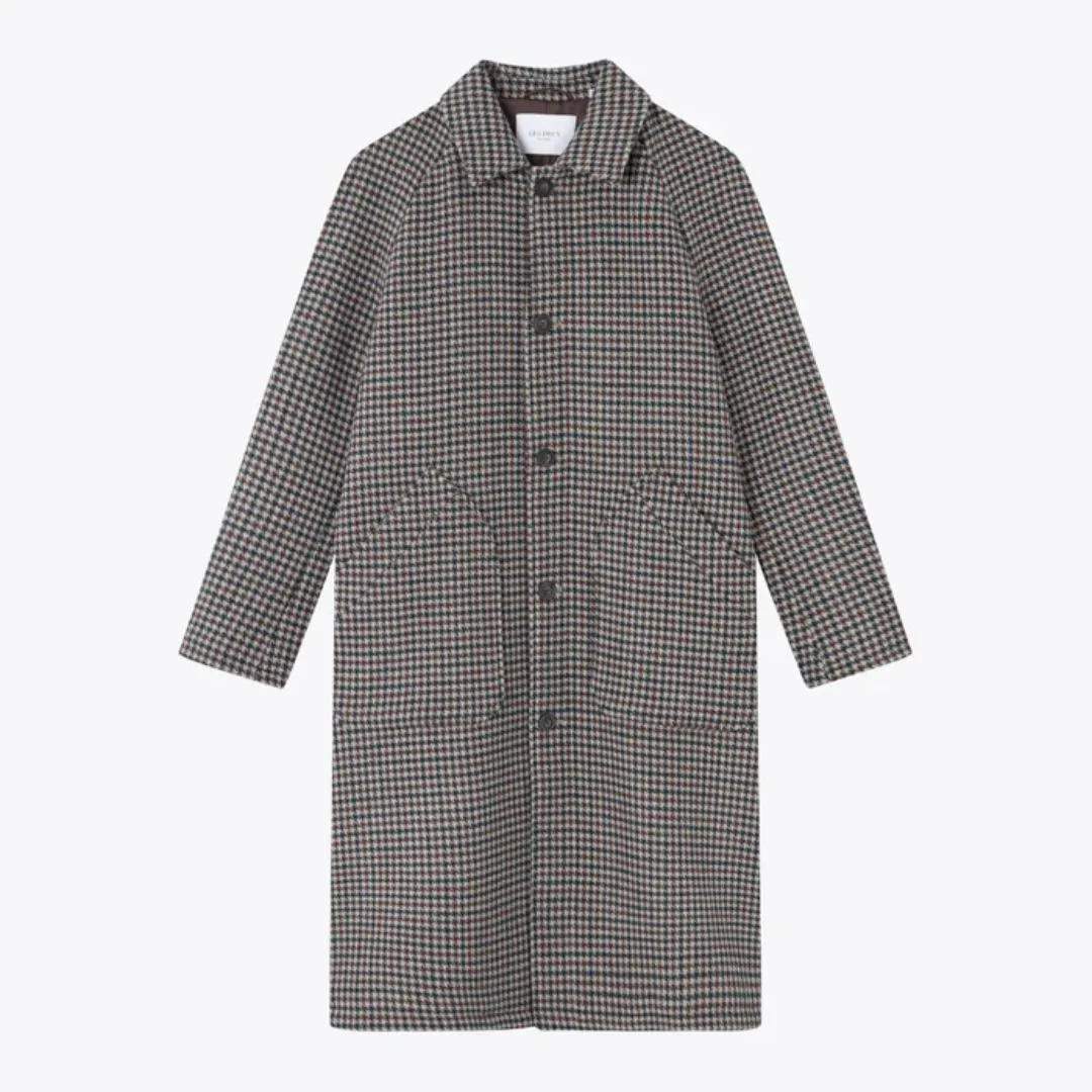 Michael Houndstooth Coat 2.0 (Dark Sand + Pine Green)