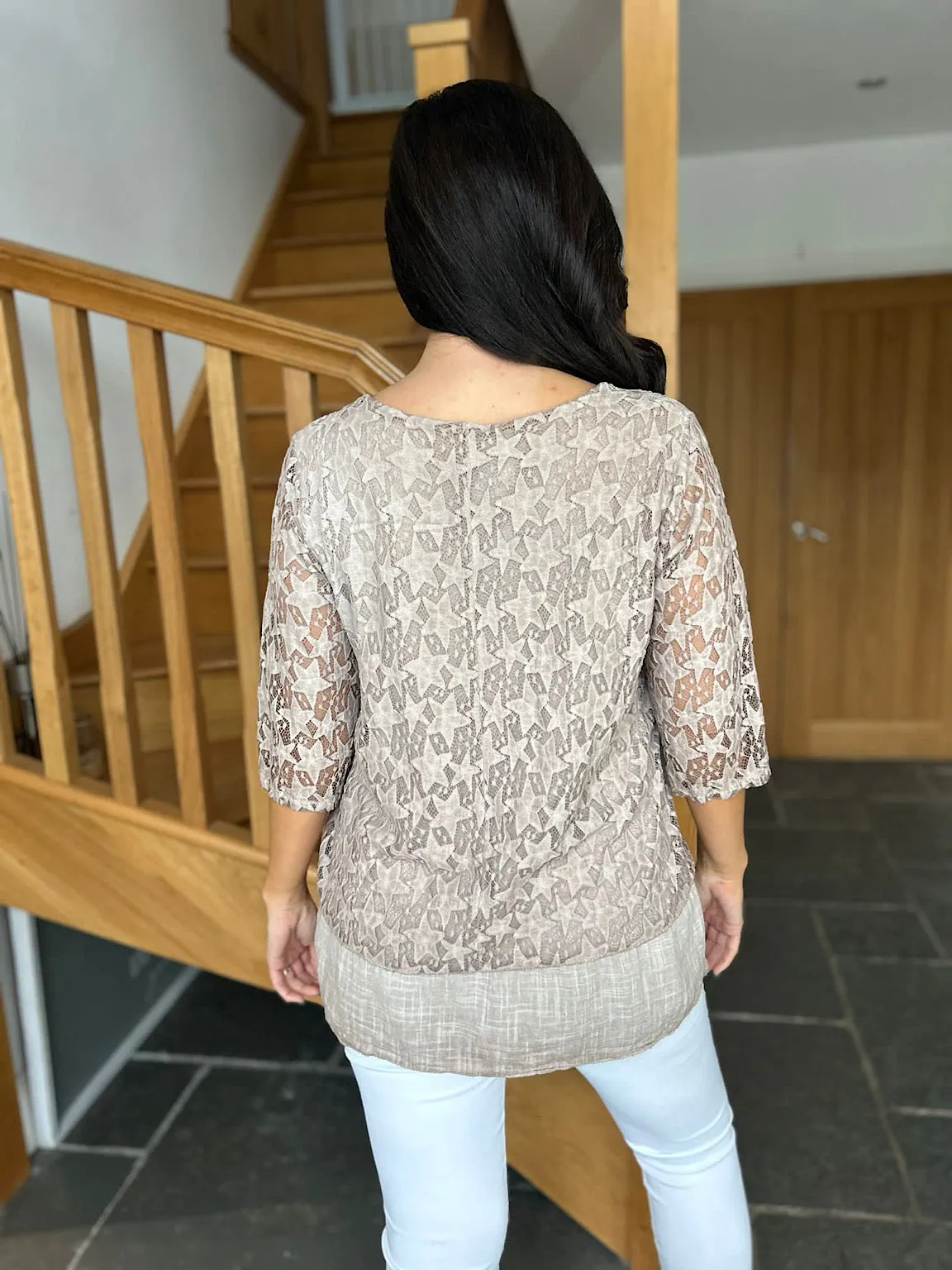 Mocha Multi Star Layered Lace Top Sarah