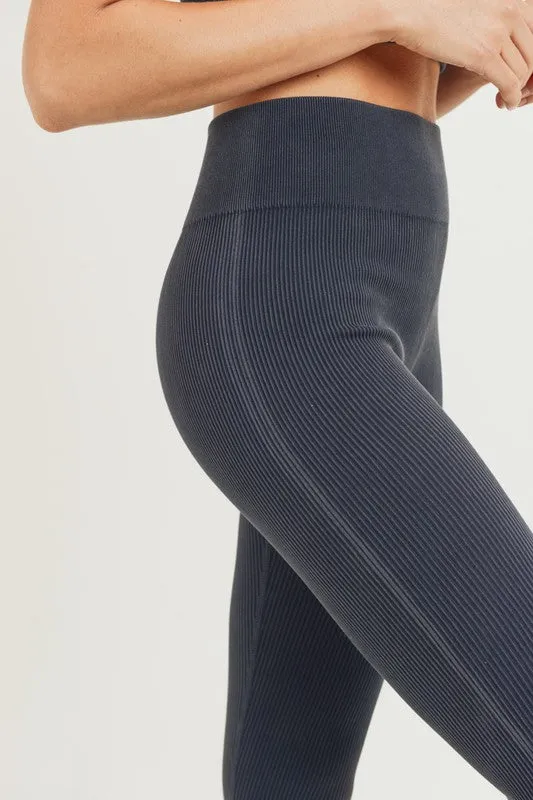 Mono B Ribbed Essential Seamless Black Leggings