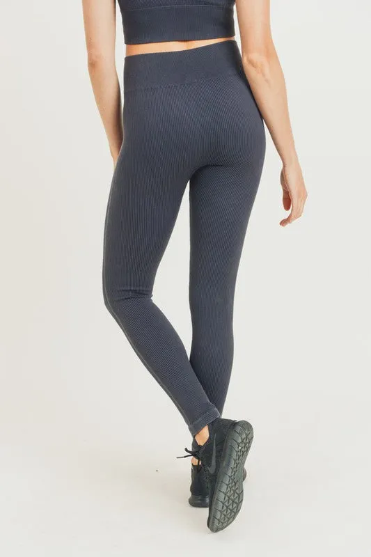 Mono B Ribbed Essential Seamless Black Leggings