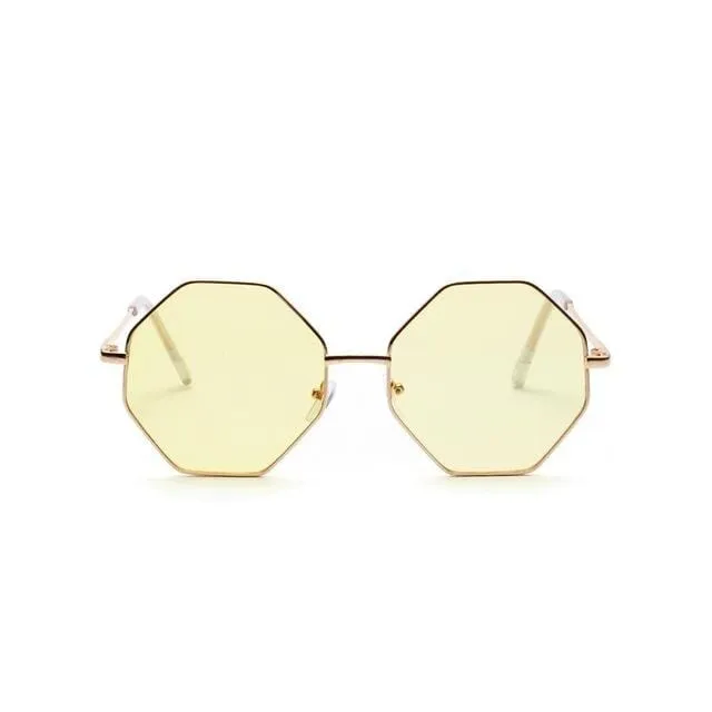 New Polygon Small Sunglasses Women Retro Round Metal Sun Glasses Men Brand Designer Hexagon Eyeglasses UV400