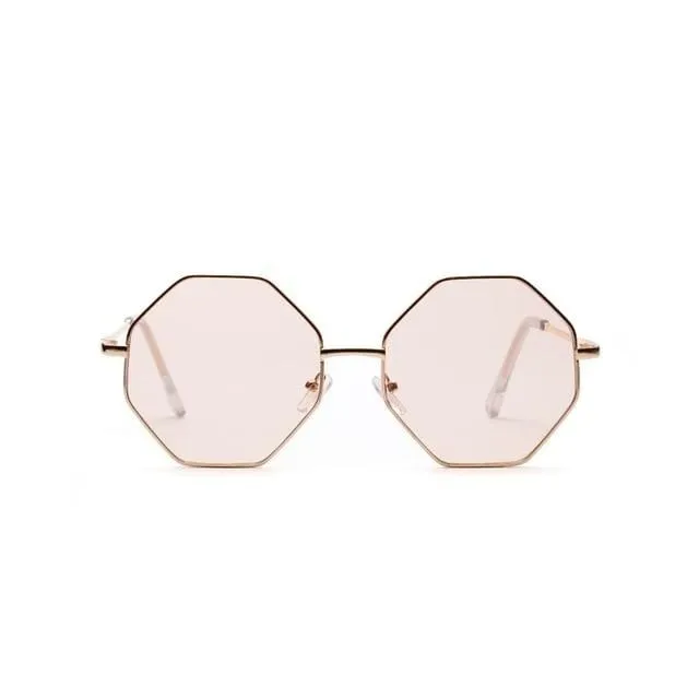 New Polygon Small Sunglasses Women Retro Round Metal Sun Glasses Men Brand Designer Hexagon Eyeglasses UV400