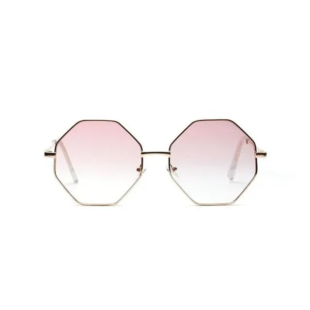 New Polygon Small Sunglasses Women Retro Round Metal Sun Glasses Men Brand Designer Hexagon Eyeglasses UV400