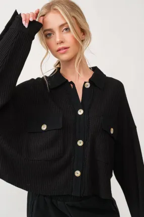 Nicole Crop Waffle Jacket