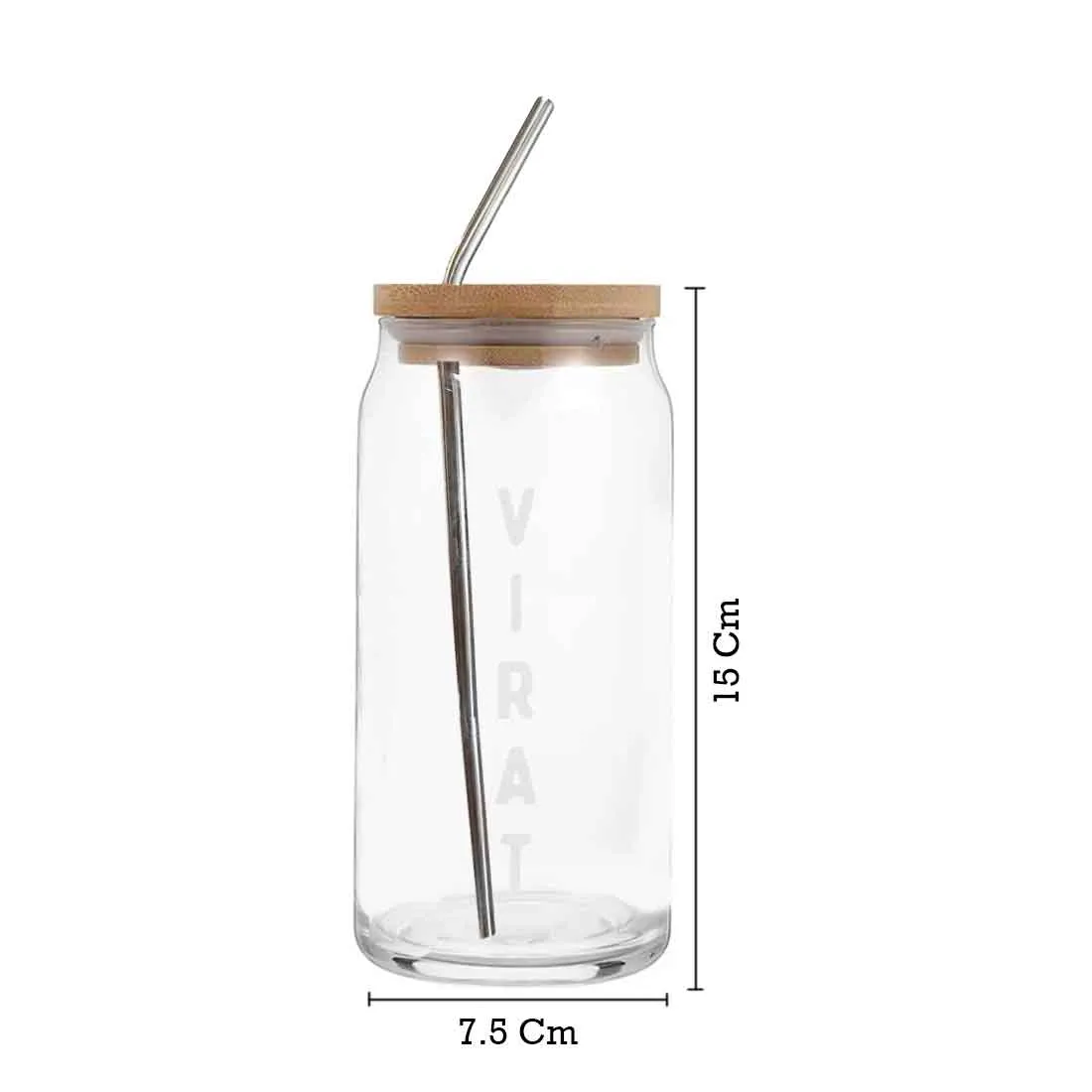 Nutcase Juice Glass with Straw and Bamboo Lid - Custom Can Shaped Glasses