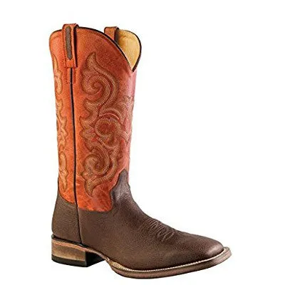 Old West Men's Broad Square Toe Western Boots - Brown/Orange BSM1856