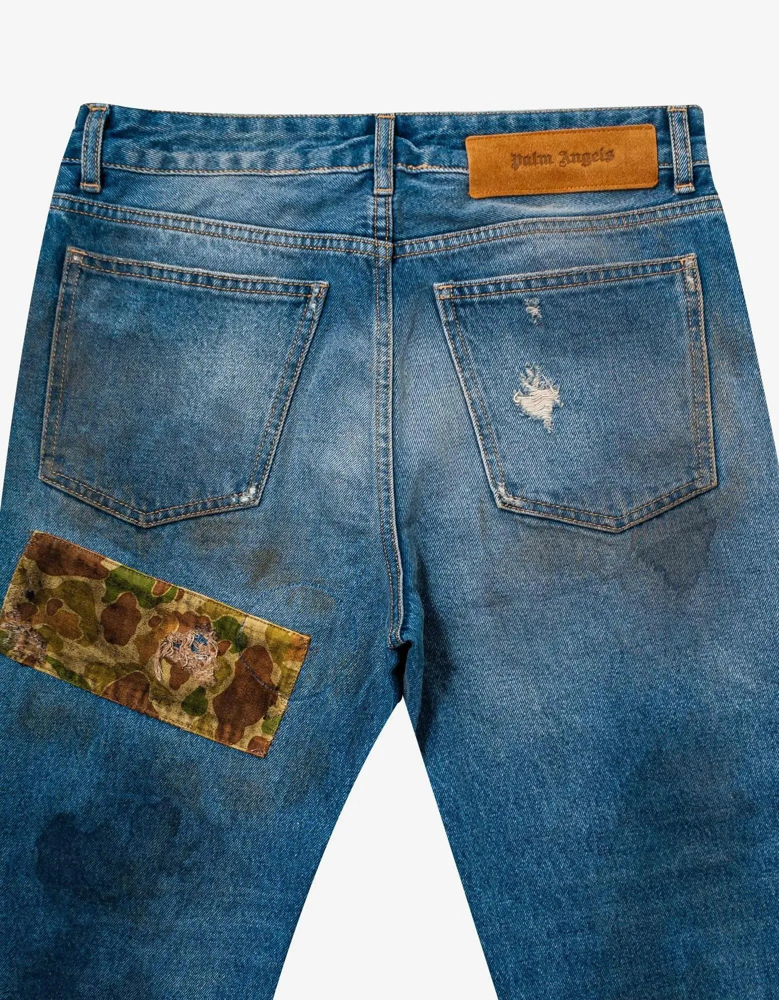 Palm Angels Blue Curved Palm Tree Regular Jeans