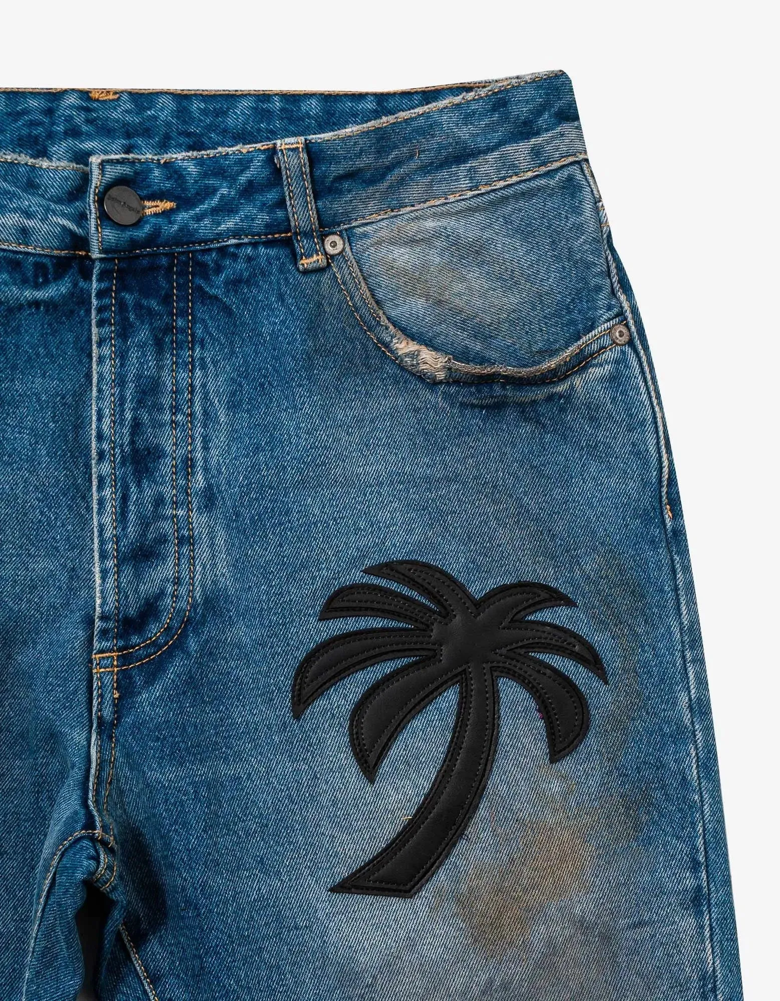 Palm Angels Blue Curved Palm Tree Regular Jeans