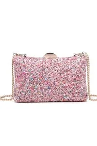 Peta Colorful Acrylic Stones Clutch Bag - Pink