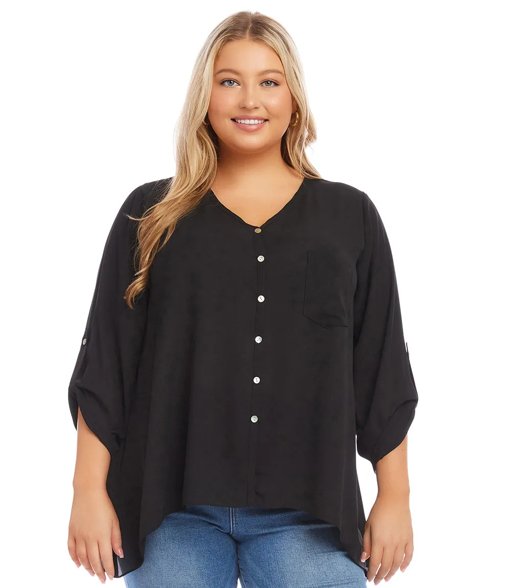 Plus Size Button-Up Blouse