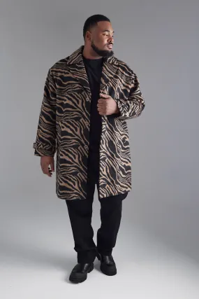 Plus Wool Look Animal Print Overcoat