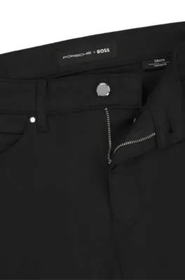 Porsche x BOSS tapered-fit jeans in black performance denim