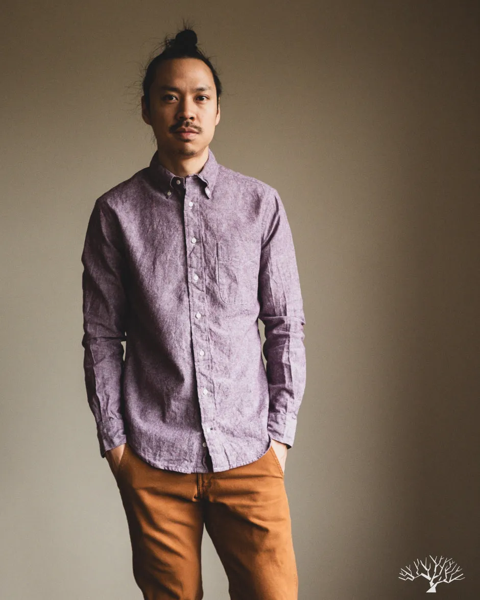 Purple Cotton/Linen Long-Sleeve Shirt