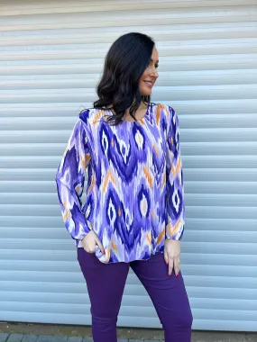 Purple Diamond Pleated Blouse Charlotte