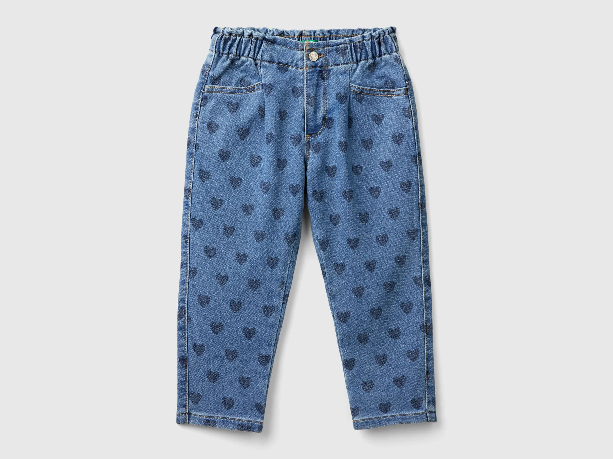 "Eco-Recycle" jeans with hearts - Blue | Benetton