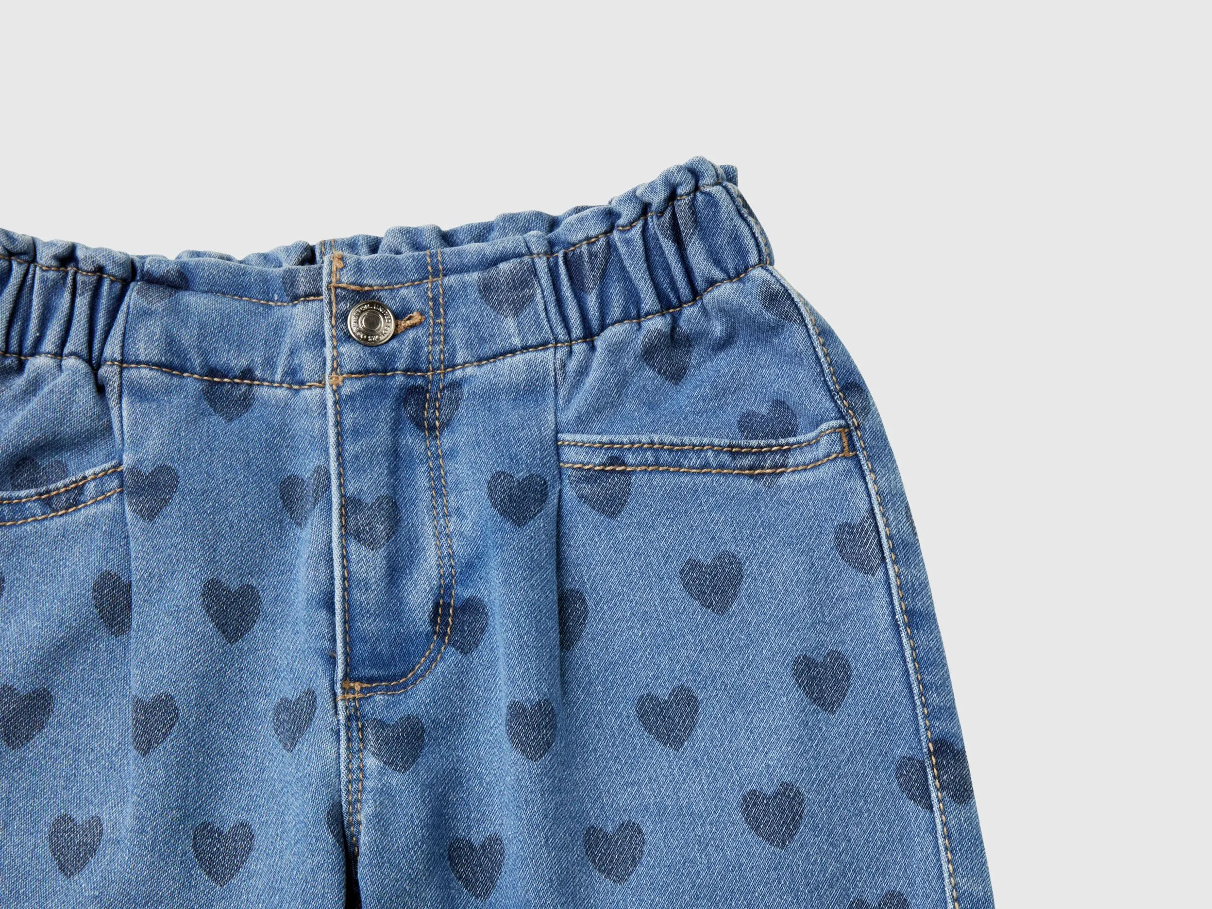 "Eco-Recycle" jeans with hearts - Blue | Benetton