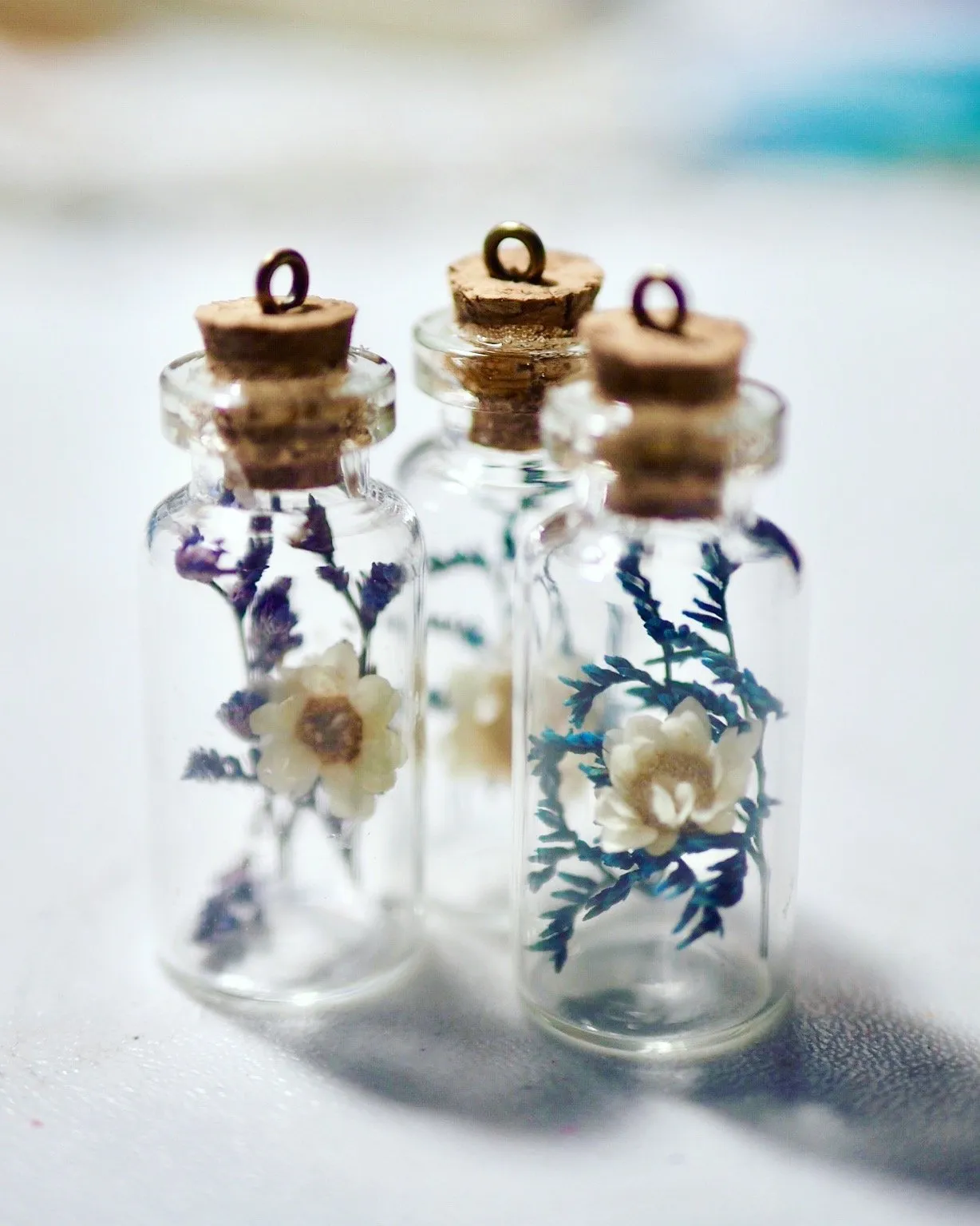 Real dried flowers bottle pendant necklace