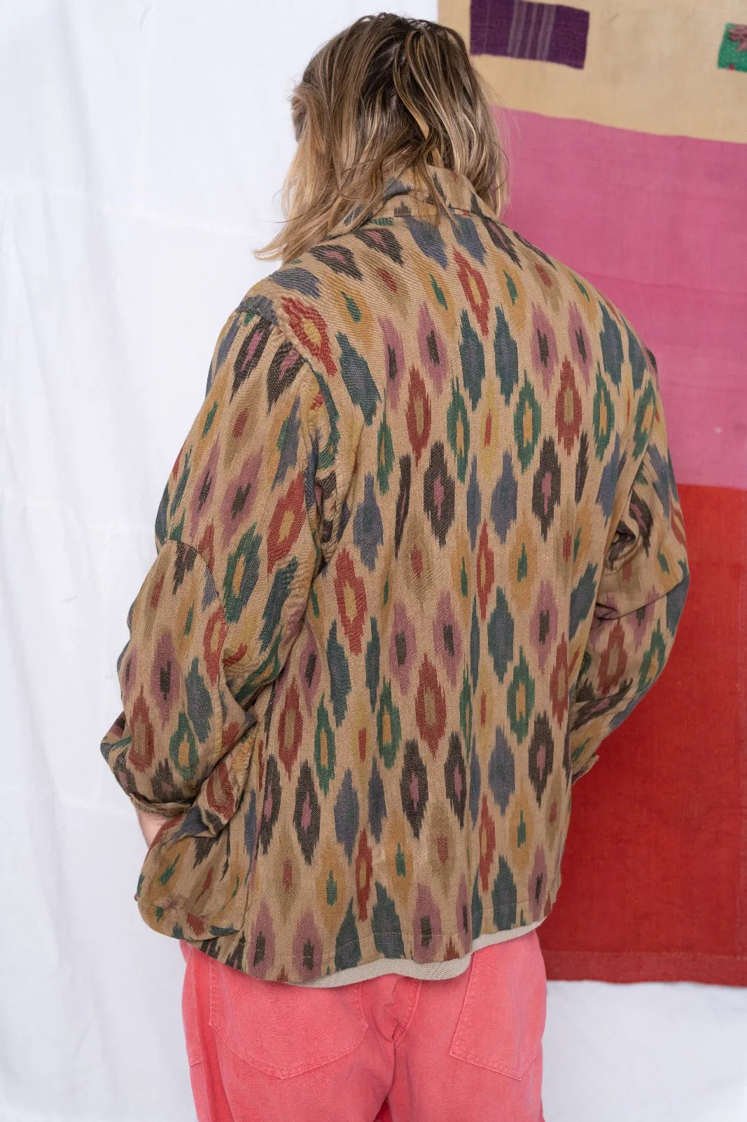 Reporter Jacket Ibzia Ikat Uneven Dye Clay