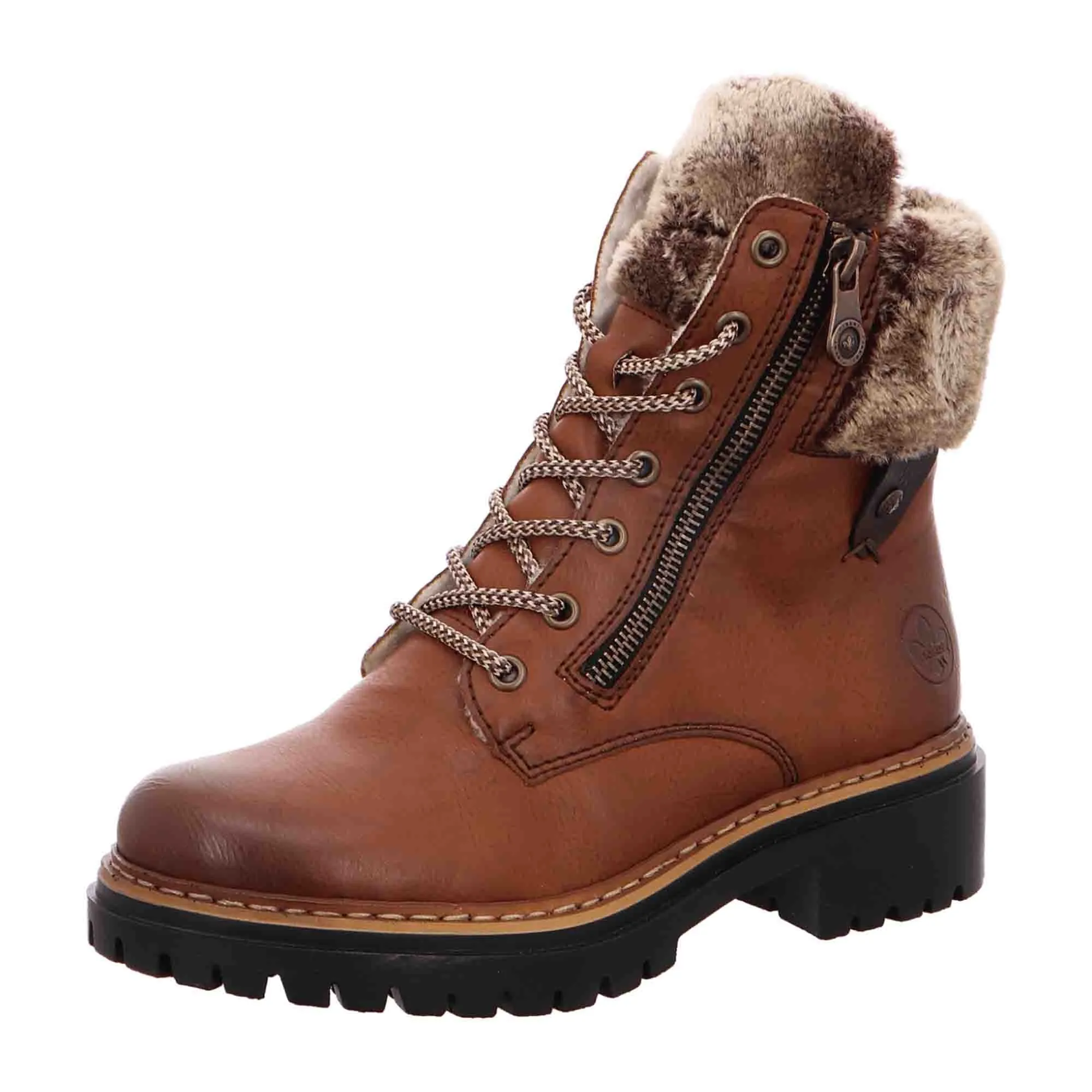 Rieker Women's Brown Boots with Fur Lining for Fall Winter