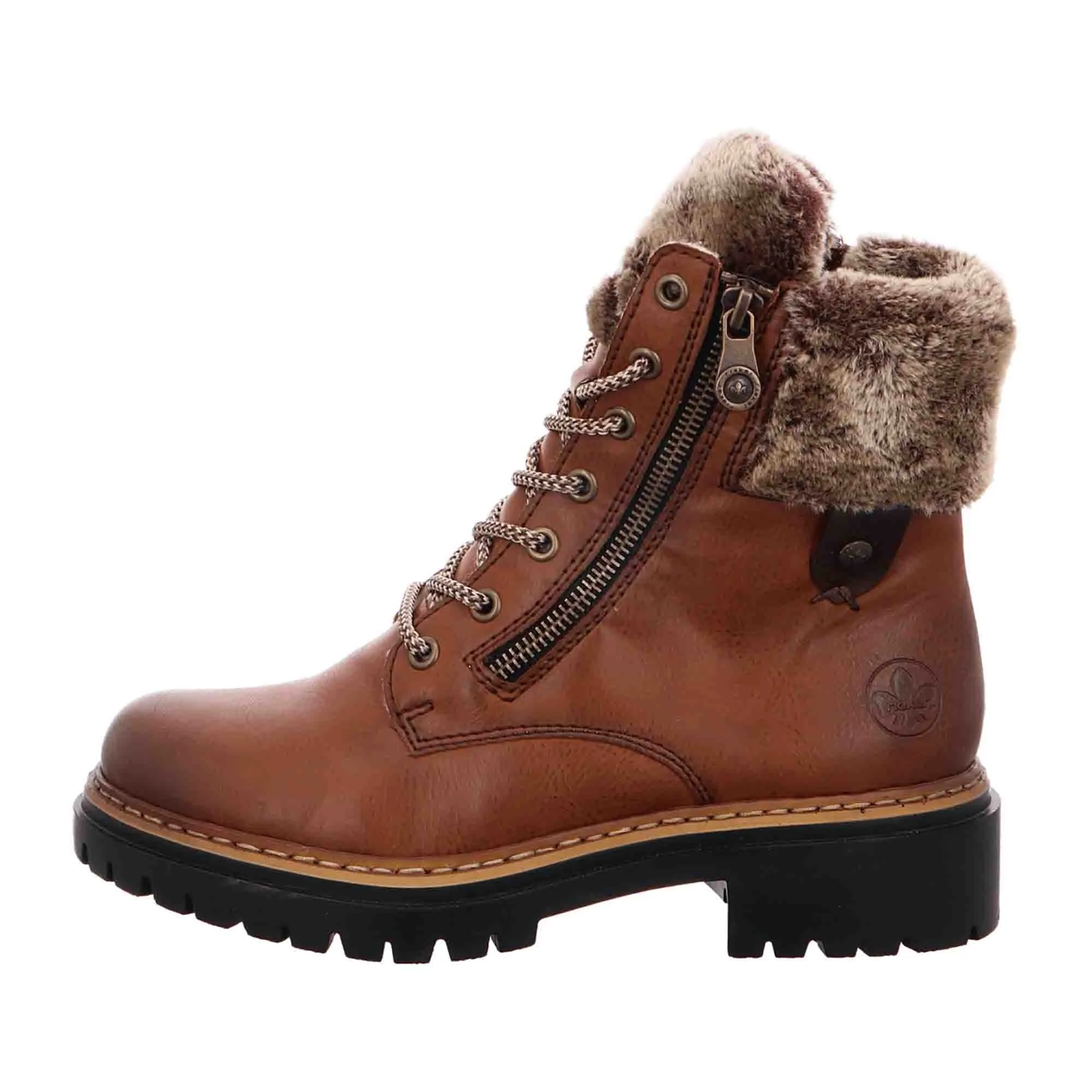 Rieker Women's Brown Boots with Fur Lining for Fall Winter