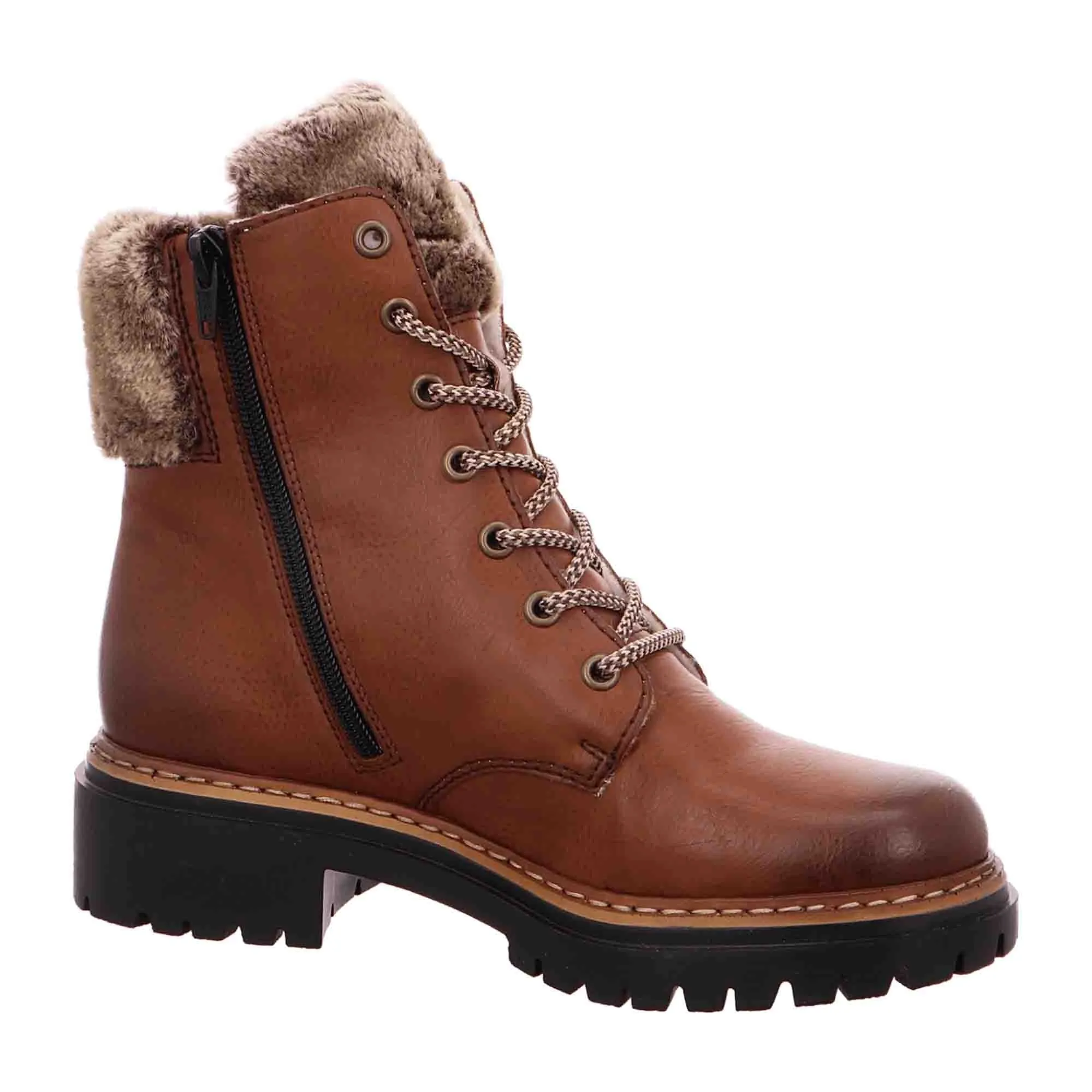 Rieker Women's Brown Boots with Fur Lining for Fall Winter