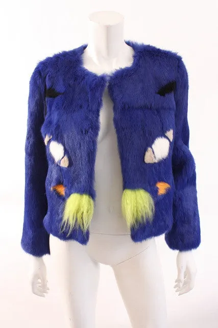 ROSCHTERRA Cat Face Rabbit Fur Coat