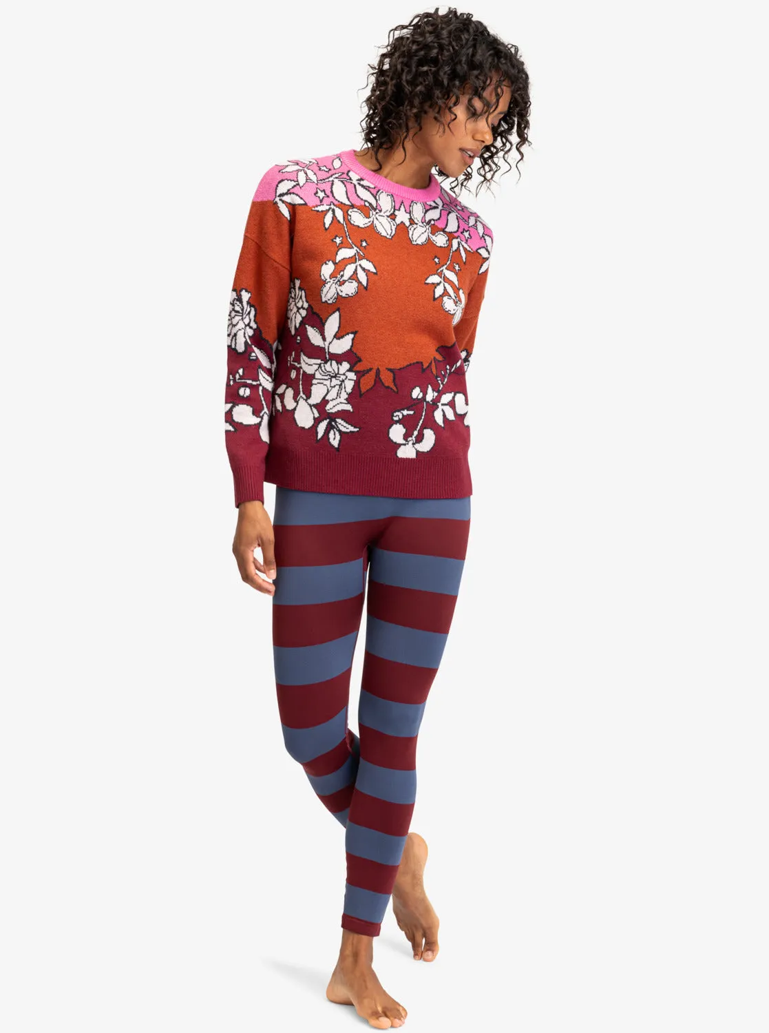 ROWLEY X ROXY Technical Sweater - Burnt Henna Laurel Floral