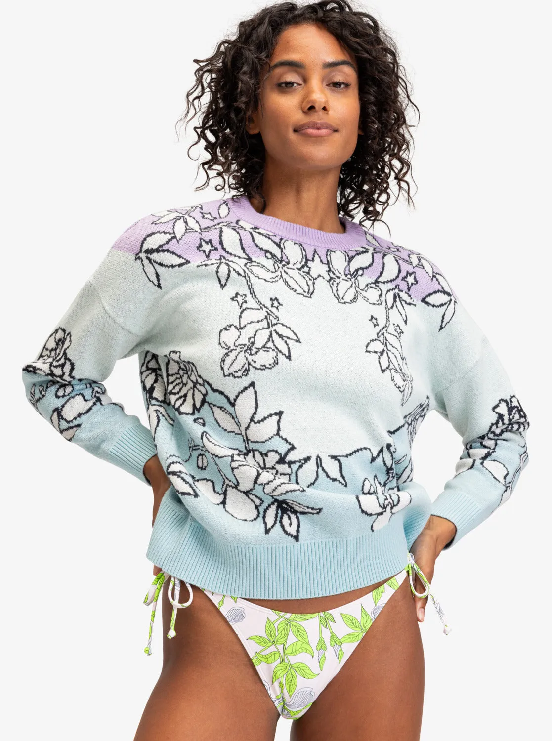 ROWLEY X ROXY Technical Sweater - Fair Aqua Laurel Floral