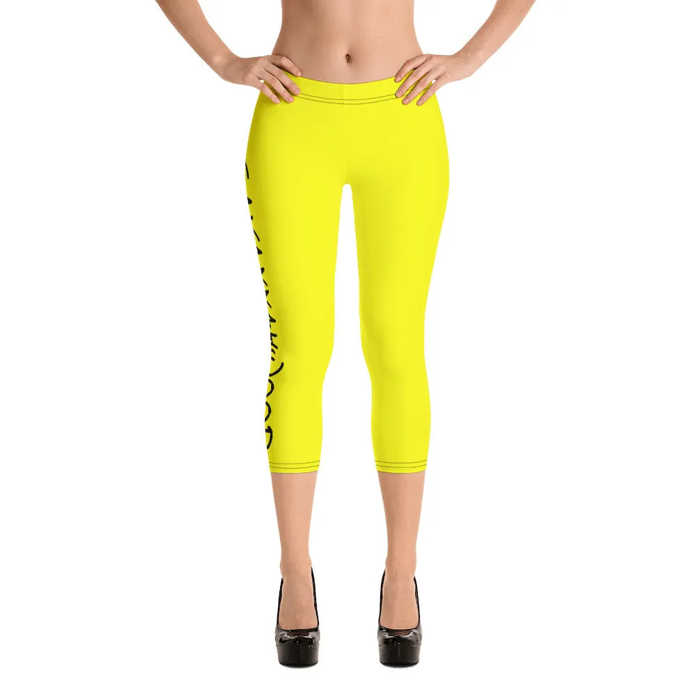 Savannahwood Black and Yellow Capri Leggings